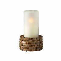 Candola Tischleuchte NOUR Rattan hell mit Glas milchig