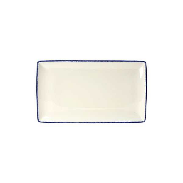 Steelite Platte Rechteckig 33 x 19 cm Blue Dapple Weiß